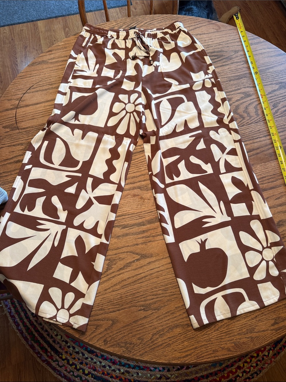 Rachel Brown & Cream Graphic Wide-Leg Pants